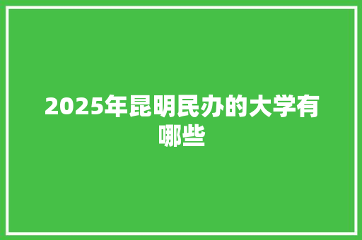 2025年昆明民办的大学有哪些