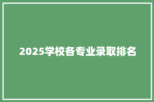 2025学校各专业录取排名