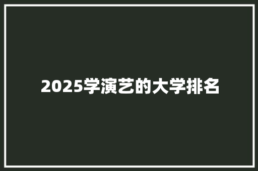 2025学演艺的大学排名