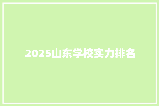 2025山东学校实力排名