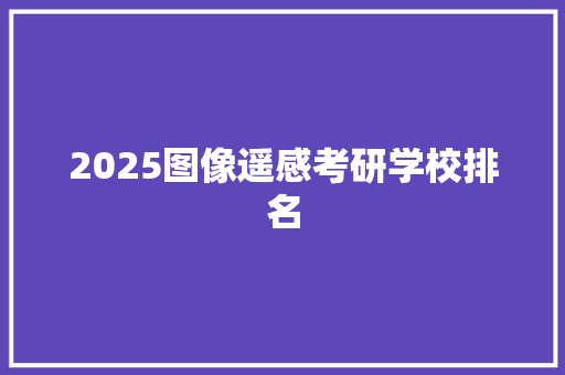 2025图像遥感考研学校排名 财务报告范文