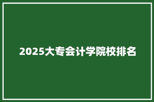 2025大专会计学院校排名