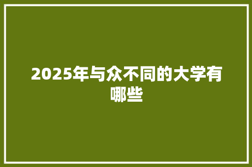 2025年与众不同的大学有哪些