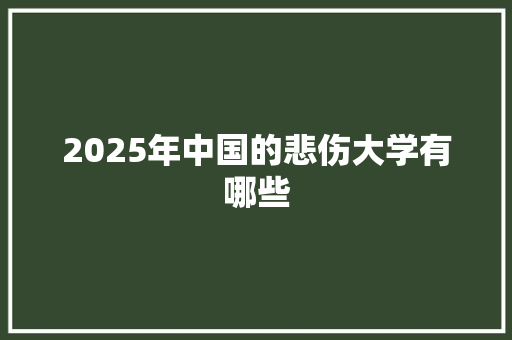 2025年中国的悲伤大学有哪些