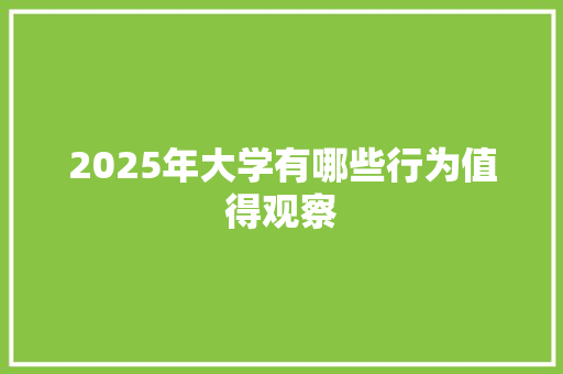 2025年大学有哪些行为值得观察