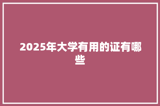 2025年大学有用的证有哪些