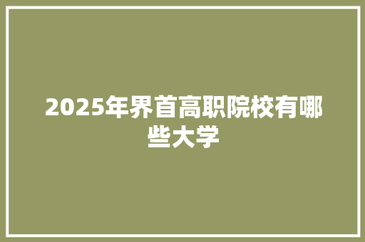 2025年界首高职院校有哪些大学