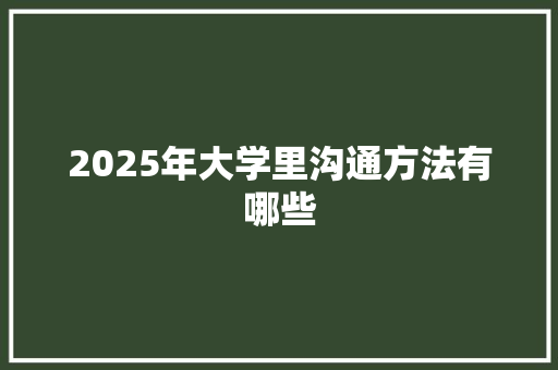 2025年大学里沟通方法有哪些