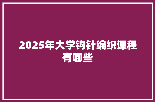2025年大学钩针编织课程有哪些