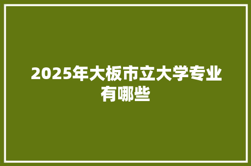 2025年大板市立大学专业有哪些 项目管理范文