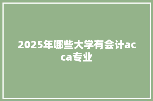 2025年哪些大学有会计acca专业