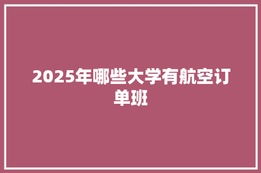 2025年哪些大学有航空订单班