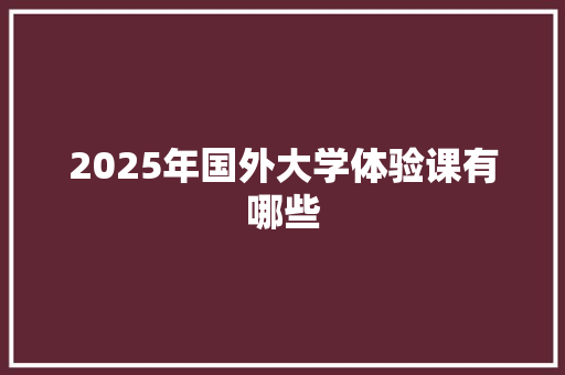 2025年国外大学体验课有哪些
