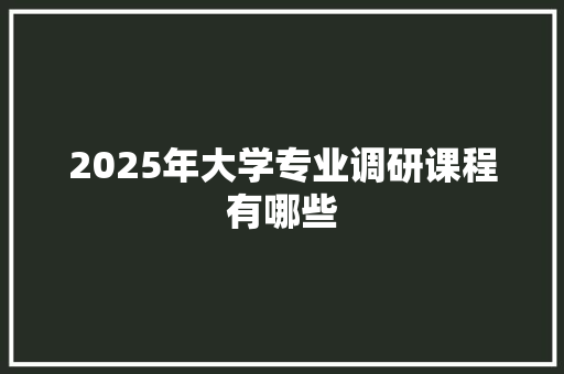 2025年大学专业调研课程有哪些