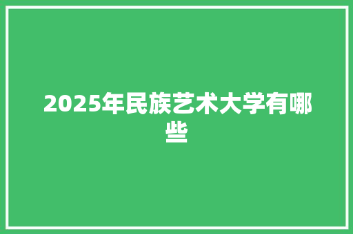2025年民族艺术大学有哪些