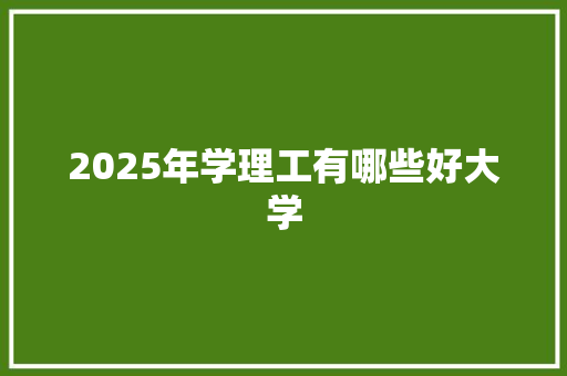 2025年学理工有哪些好大学