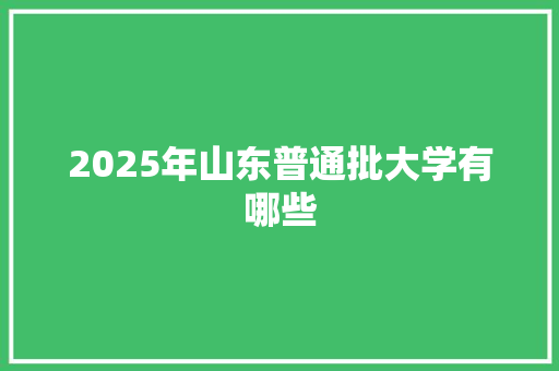 2025年山东普通批大学有哪些 合同协议范文