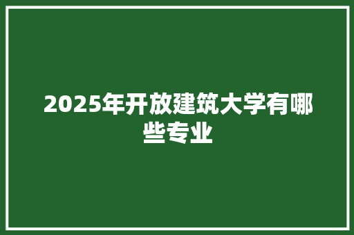 2025年开放建筑大学有哪些专业 财务报告范文