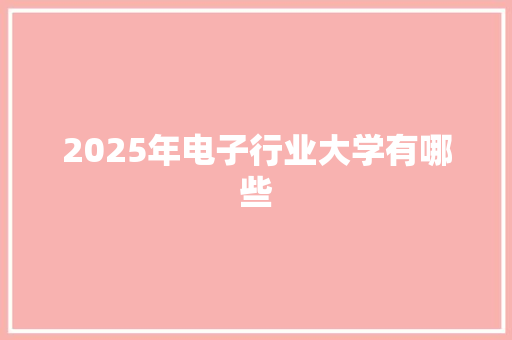 2025年电子行业大学有哪些