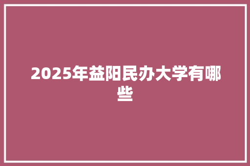 2025年益阳民办大学有哪些