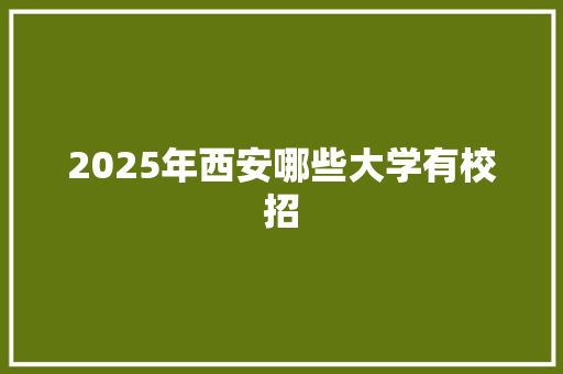 2025年西安哪些大学有校招