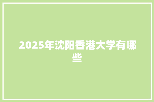 2025年沈阳香港大学有哪些