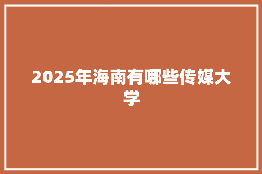 2025年海南有哪些传媒大学