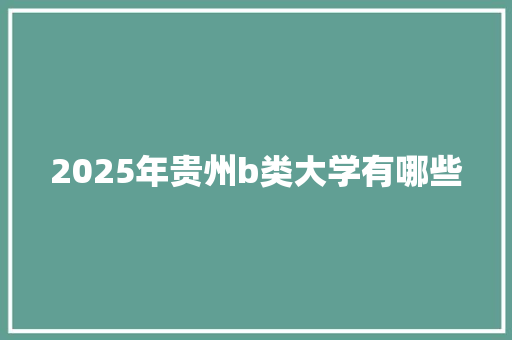 2025年贵州b类大学有哪些