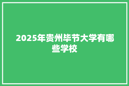 2025年贵州毕节大学有哪些学校 词句相关