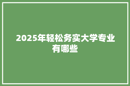 2025年轻松务实大学专业有哪些