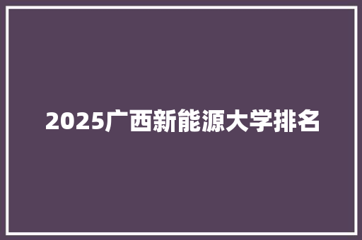2025广西新能源大学排名
