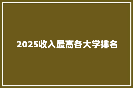 2025收入最高各大学排名 项目管理范文