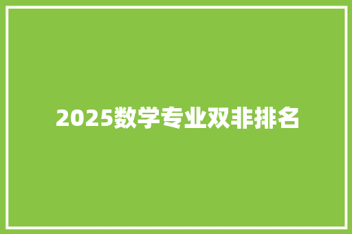 2025数学专业双非排名