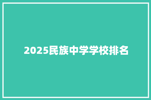 2025民族中学学校排名