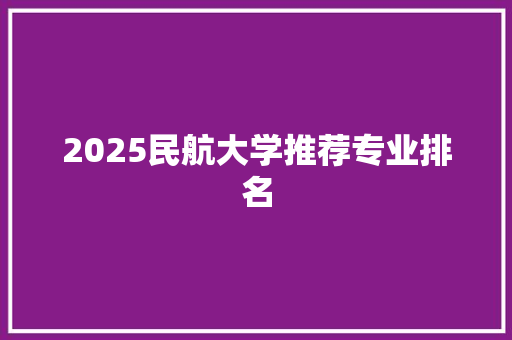 2025民航大学推荐专业排名
