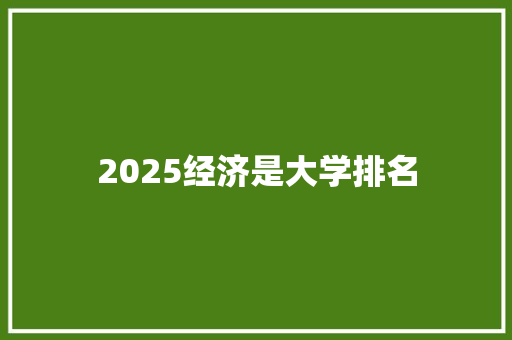 2025经济是大学排名