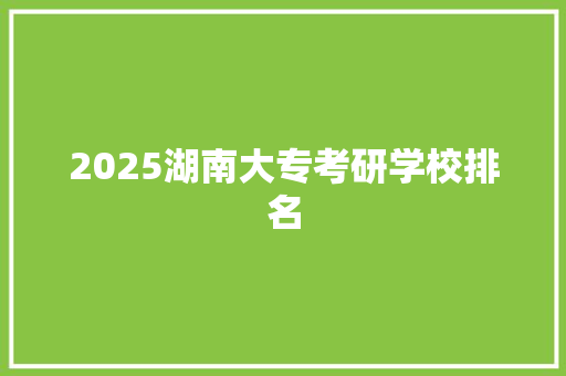 2025湖南大专考研学校排名