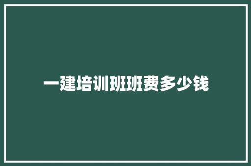 一建培训班班费多少钱 财务报告范文