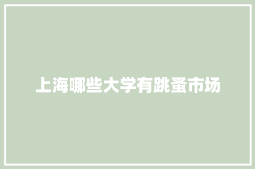 上海哪些大学有跳蚤市场