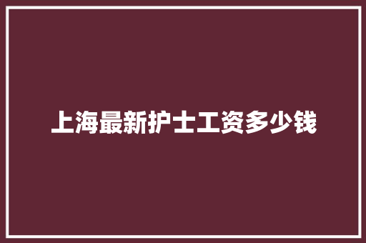 上海最新护士工资多少钱