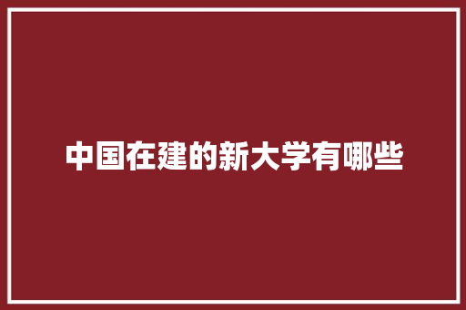 中国在建的新大学有哪些