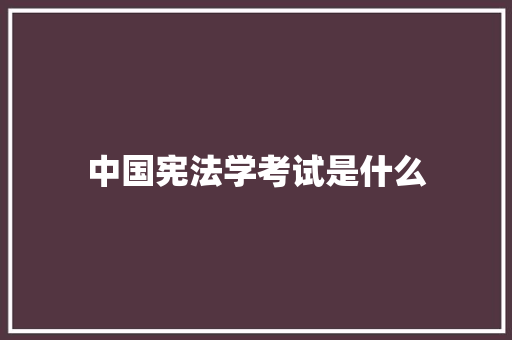 中国宪法学考试是什么