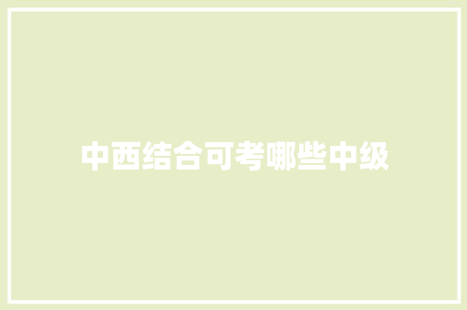 中西结合可考哪些中级