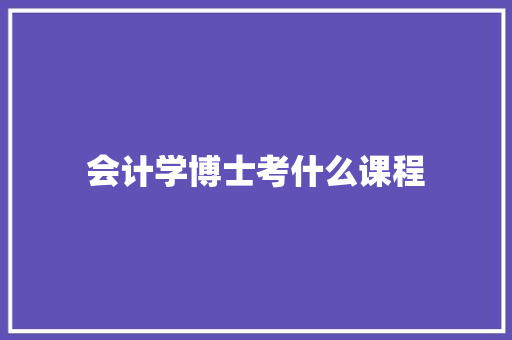 会计学博士考什么课程