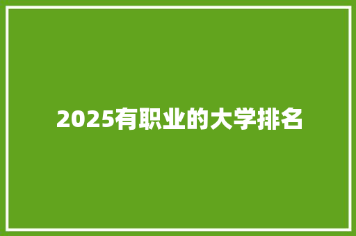 2025有职业的大学排名