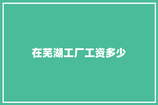 在芜湖工厂工资多少