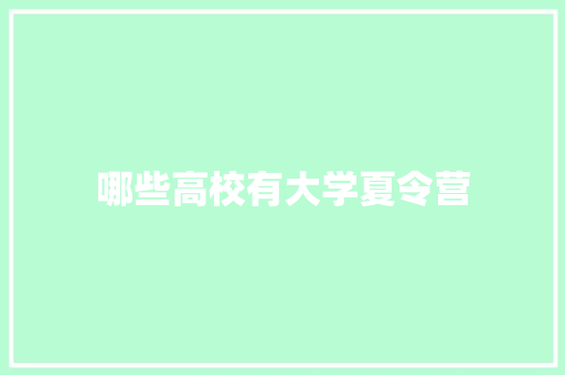 哪些高校有大学夏令营