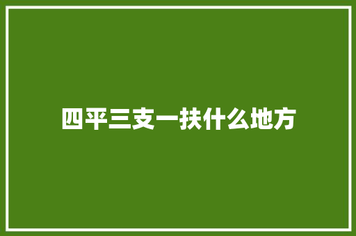 四平三支一扶什么地方