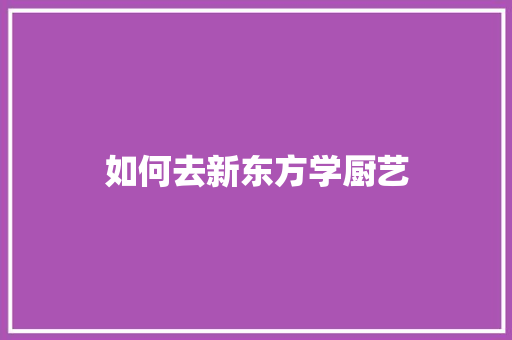 如何去新东方学厨艺