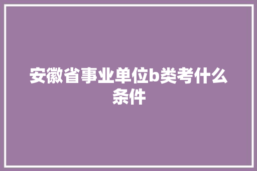 安徽省事业单位b类考什么条件